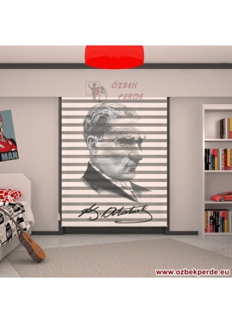Atatürk İmzalı Zebra Perdesi Atatürk İmzalı Zebra Perdesi